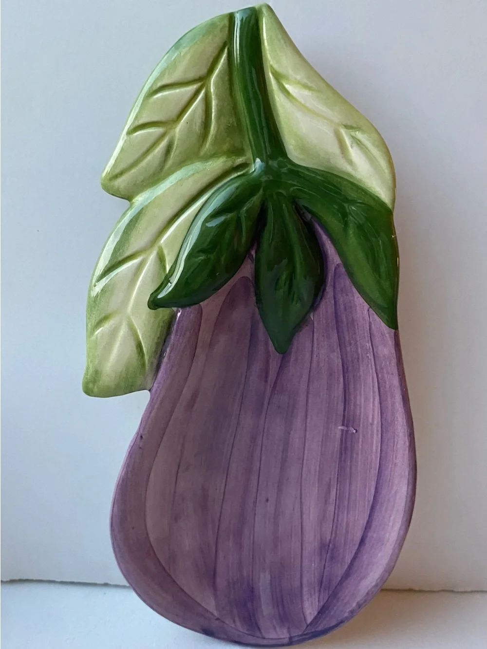 Eggplant Ceramic Spoon Rest La Ceramica Italy Purple Holder Kitchen EUC Italian